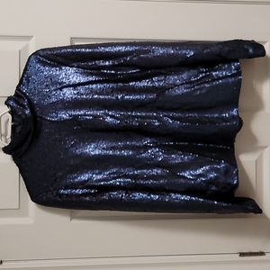 SEQUINED! High neck long sleeve blouse